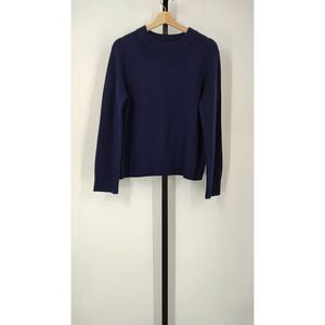 Quince Women Mongolian Cashmere Oversized Crewneck Sweater TRUE Navy XS